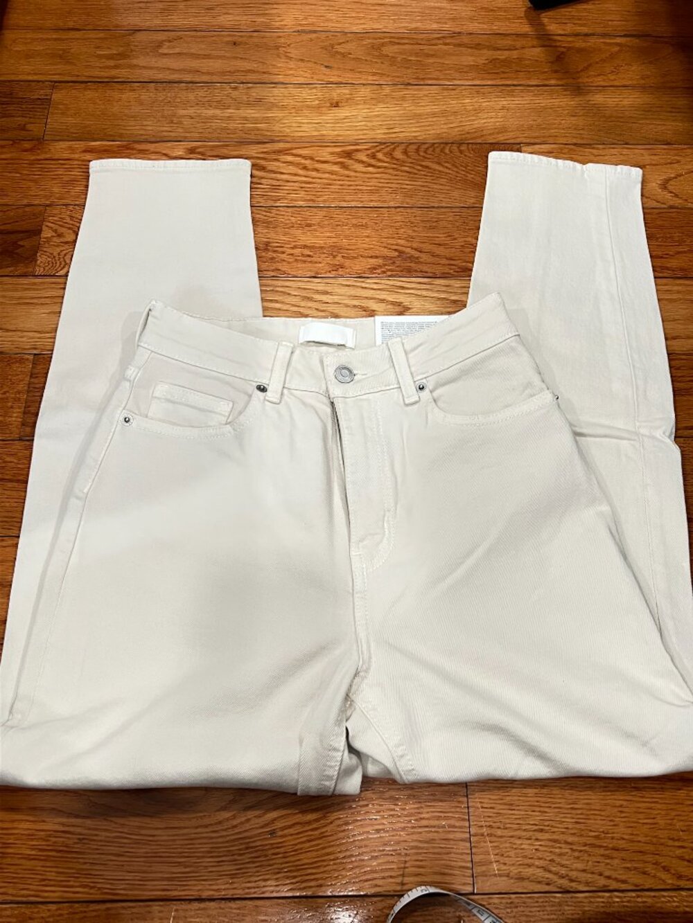 H&M cream high waist mom jeans size 2 Brand new